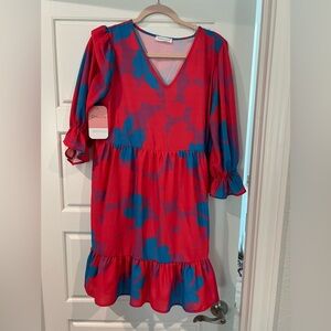 First Love Red and Blue Floral Dress